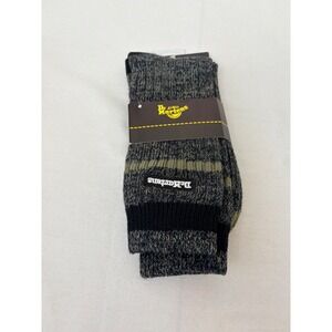 Dr. Martens Marl Socks Black Olive Green Logo Knit Boot Socks Medium Large NEW